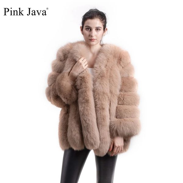 Pele feminina falso rosa java 8128 chegada roupas de inverno feminino casaco de pele real jaqueta natural grande manga longa 231211