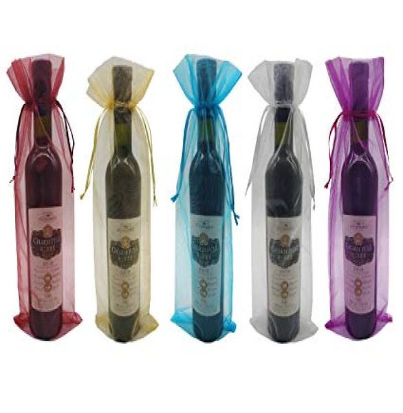 Sacchetti di vino in organza trasparente 55x145 pollici riutilizzabili semplici abiti avvolgenti per bottiglie Imballaggio festivo Baby Shower Bomboniere Campioni Dis3773616