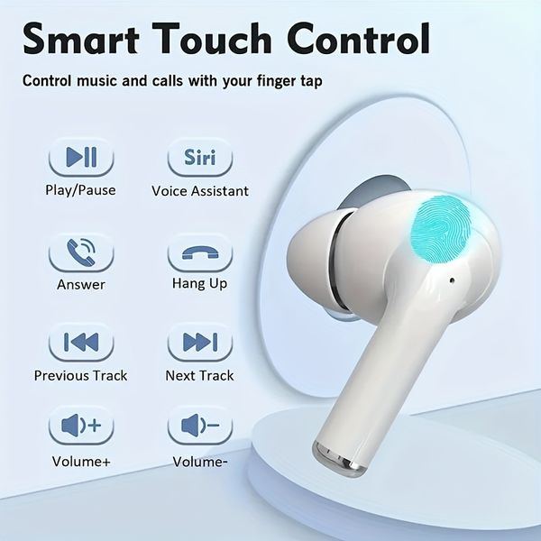 TWS Kabellose Ohrhörer, Smart Touch Control Kopfhörer, Bluetooth-Headset