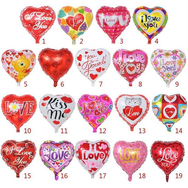 18 Zoll aufblasbare Luftballons Herzform Heliumballon Hochzeitsdekoration Folienballons Liebesballons Whole257M
