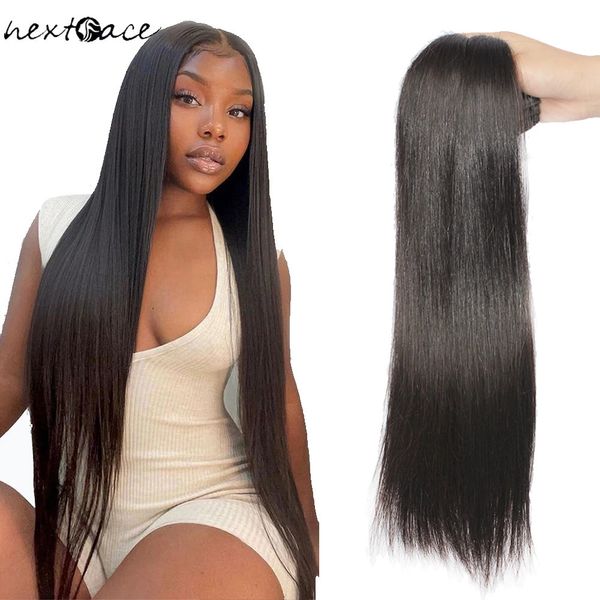 Perucas sintéticas NextFace 22 24 26 28 polegadas cabelo brasileiro sedoso em linha reta feixes de cabelo humano cor natural cabelo humano cabelo grosso tece 231211