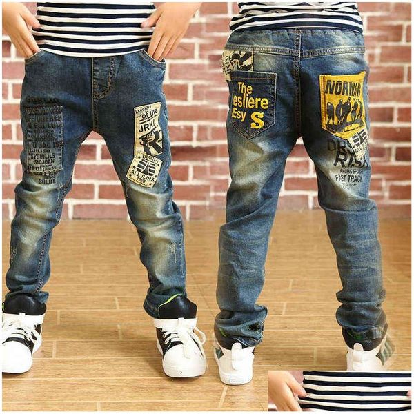 Jeans 2022 Abbigliamento per bambini Ragazzi Pantaloni Primavera Autunno Bambini da 3 a 14 anni Coreano Baby Boy Casual Denim Pantaloni lunghi G1220 Drop Otsfz