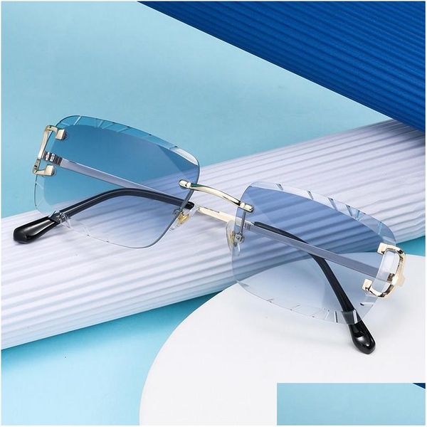 Óculos de sol Frames de óculos de sol Frames Diamond Cut Luxury Desinger Carter Sun Glasses Vintage Rimless Wire C Tons para homens e mulheres Len Dhh4l