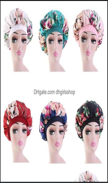 Beanieskl Caps Hut Hüte Schals Handschuhe Fashion Accessoires Frauen Imitation Seiden Turban elastischer Muslimhut Chemo Kappe Florale Print5615665