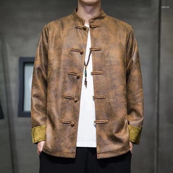 Erkek ceketleri duran yaka ceket 2024 İlkbahar ve sonbahar erkek antik stil gevşek gençlik zhongshan Çin tang takım elbise ropa hombre