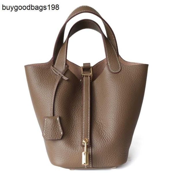 Luxo picotins sacos bolsas femininas 2023 nova camada superior de couro vegetal cesta bolsa transportando para fora super macio elefante cinza grande capacidade saco tem logotipo