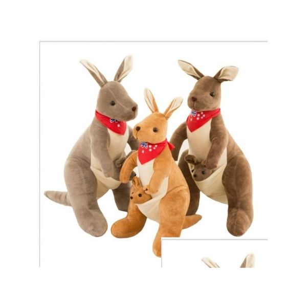 Animali di Peluche Ripieni 28 Cm 40 Cm 50 Cm 70 Cm Canguro Australiano Alto Con Bambino Joey Avventura Animale Bambola Giocattolo Per Bambini Q0727 Drop De Otgbs