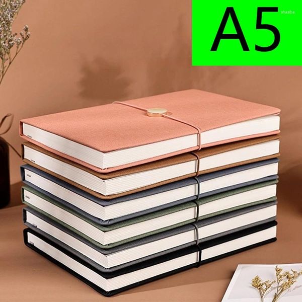 Caderno A5 Atacado Pu Strap Hard Case Couro Notepad Diário Material Escolar Papelaria