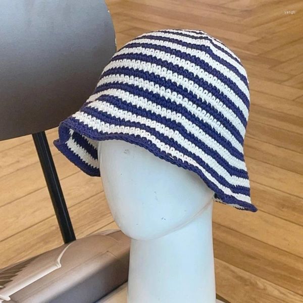 Berets Mulheres Crochet Bucket Hat Floppy Viajando Camping Caminhadas Drop