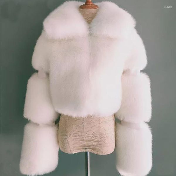 Kadınlar Kürk Kış Kısa Lüks Sahte Ceket Kuru Sıcak Bayanlar Moda Kalın Sahte Fox Ceket