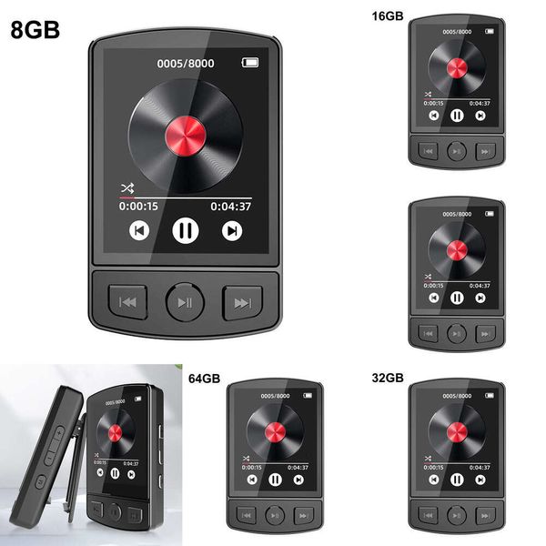 Neue MP3 Player Tragbare Sport Clip Walkman HiFi Sound Bluetooth-Kompatibel 5,2 Mini Musik Player 1,8 zoll Bildschirm mit FM Radio E-Book