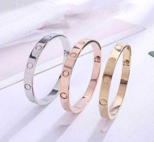 Love bangle chave de fenda pulseira designs design de moda clássico titânio aço rosa ouro pulseiras de pedras preciosas casal masculino feminino jew9555095