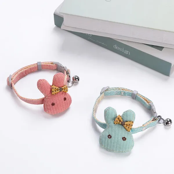 Katzenhalsbänder Haustierhalsband mit kleiner Glocke, verstellbare Halskette aus Polyester für Hunde und Katzen, Cartoon-Anhänger, Halsring