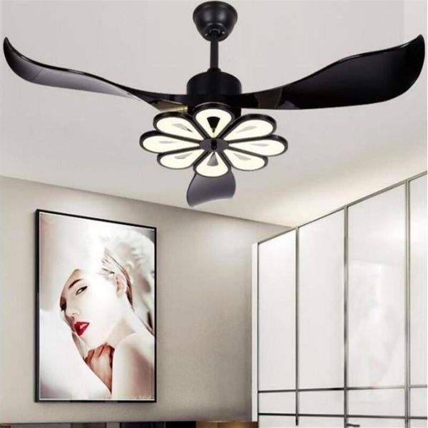 Ventilatore da soffitto moderno a LED Ventilatori da soffitto neri con luci Lampada da soffitto decorativa per la casa Lampada da soffitto DC Ventilatore da soffitto MYY243u