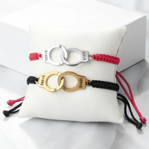 Braccialetti a maglie Colore oro argento Manette Coppia Fortunato Rosso Nero Bianco Corda Braccialetti regolabili fatti a mano Donna Uomo Polsino Gioielli