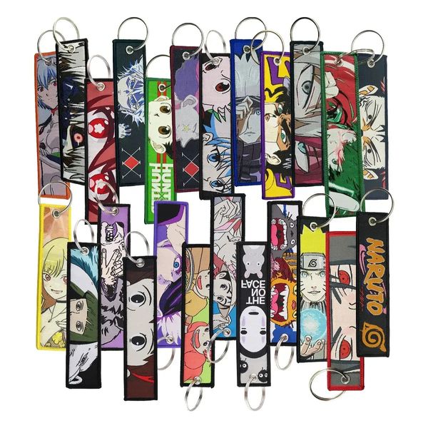 Schlüsselanhänger Lanyards Großhandel Anime bestickte Schlüssel Tag Schlüsselanhänger Jet Tag für Frauen Schlüsselanhänger Autoschlüssel Rucksack Schmuck Accessoires Geschenke 231208