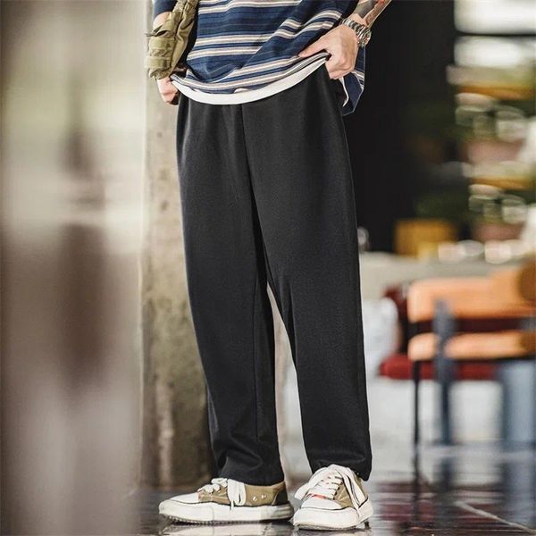 Pantaloni da uomo Maden Autunno Casual Pesante Stellato Dritto Nero Elastico con coulisse Pantaloni di alta qualità di marca Zio Fu