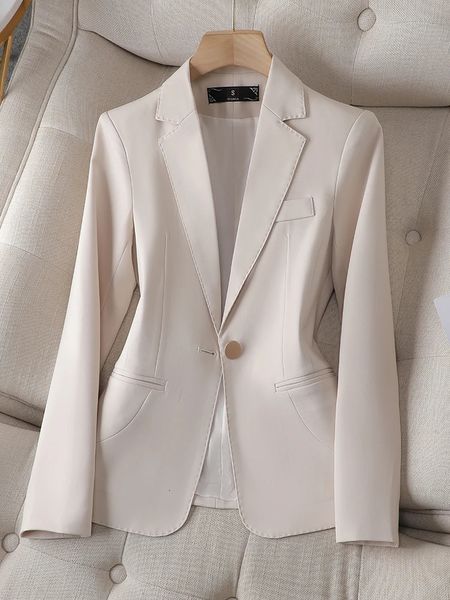 Abiti da donna Blazer da donna Blazer da ufficio da donna Slim Blazer formale Beige Arancione Nero Lavoro femminile Abbigliamento da lavoro Giacca Cappotti per l'autunno inverno 231208