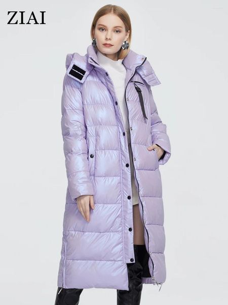 Frauengrabenmäntel ZIAI 2023 Winter Frauen Parka Lange Warme Weibliche Jacke Bunte Stoff Mode Schlank Mantel Perfekte Markenqualität ZR-9510