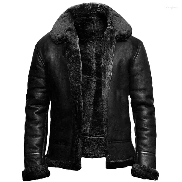 Giacche da uomo 2023 Cappotto in peluche di pelliccia artificiale Autunno e inverno Giacca addensata solida a maniche lunghe Calda e morbida