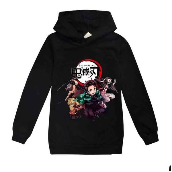 T-Shirts Japon Demon Slayer Kimetsu Hayır Yaiba Hoodies Erkek Erkek Kız Genç Çocuklar Karikatür Blade Top Tee Giyim Çocuklar İçin T Shirt Othqh