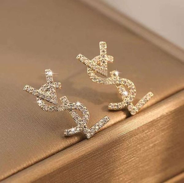 Серьги-гвоздики из 18-каратного золота с австрийским кристаллом и буквой yyysls для женщин в Европе и США, популярные простые дизайнерские свадебные украшения для невесты, подарок1