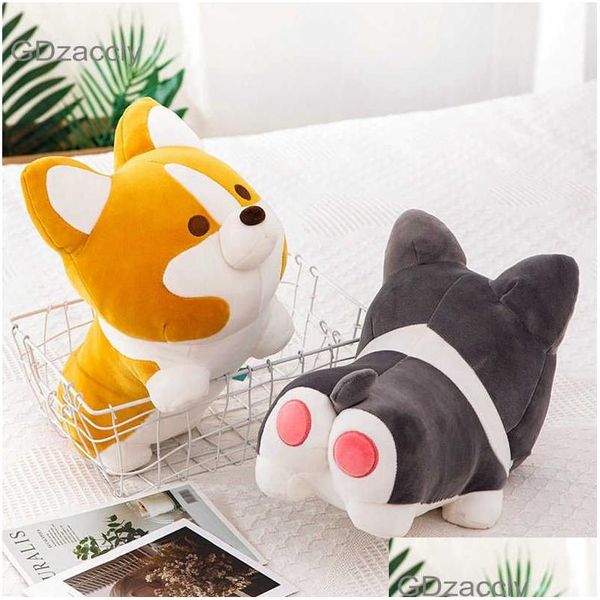 Animais de pelúcia de pelúcia super bonito rosa ass ovo corgis brinquedo do cão macio japão figura shiba inu galês pembroke cães plushies abraço boneca para ottlz