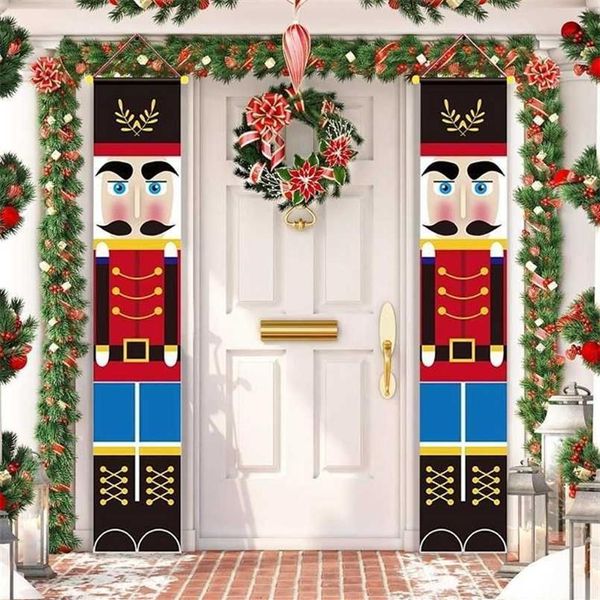 Schiaccianoci Soldato Banner Decorazioni di Natale per la casa Merry Door Ornamento di Natale Felice Anno 2022 Navidad 211022297i