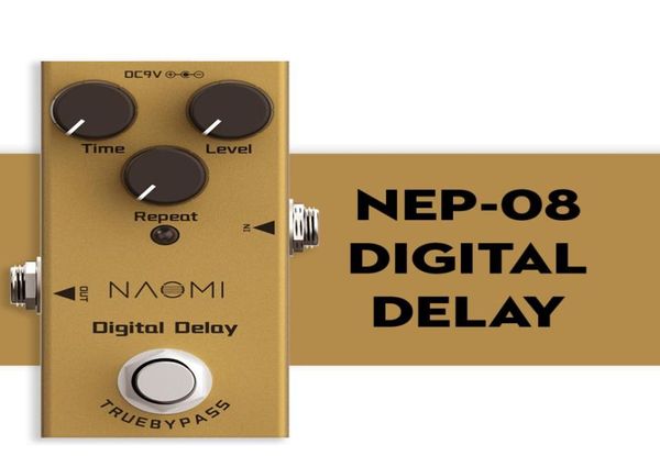 NAOMI True Bypass Design Pedal de efeito de guitarra elétrica de atraso digital Mini pedal de atraso único True Bypass DC 9V5231548