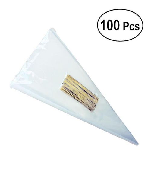 Confezione regalo 100 pezzi lotto fai da te matrimonio festa di compleanno dolce cellophane trasparente caramelle cono sacchetti di immagazzinaggio sacchetti di organza decorazione fabbrica 6018098