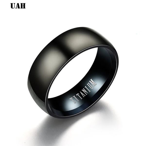 Anéis de casamento UAH anel de dedo de aço preto para homens anéis femininos acessórios brilhantes anel joias casal anéis de moda 231208