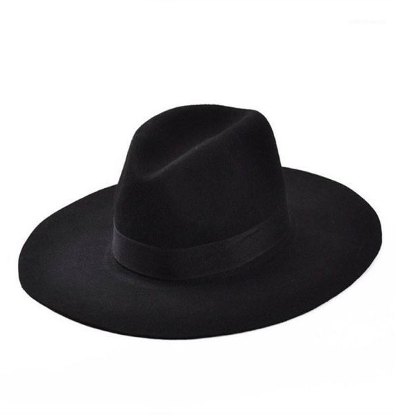 Klassieke Fedora-hoed van 100 wol met grote rand en linthoed voor dames Heren Floppy Top Hat19423738