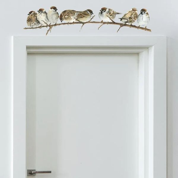 Adesivos de parede retratam 8 pardais pássaro bonito casa sala de estar decoração quarto banheiro móveis porta casa decoração interior 231211