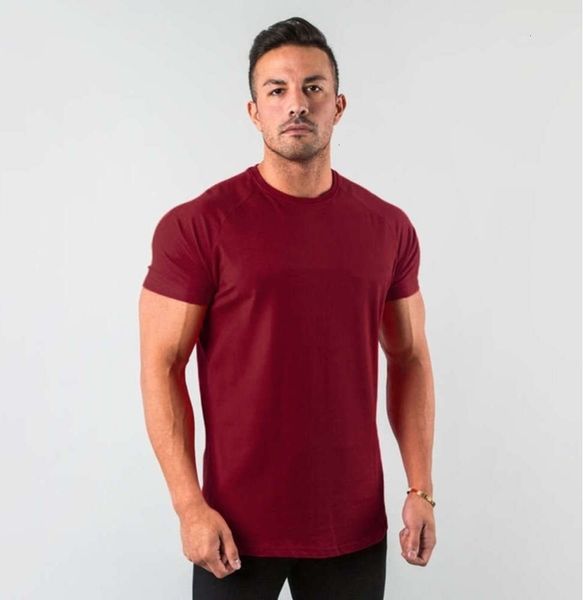 New Stylish Plain Tops Fitness T-shirt da uomo Manica corta Pantaloni muscolari Bodybuilding Maglietta Abbigliamento da palestra maschile Slim Fit Tee moda 33