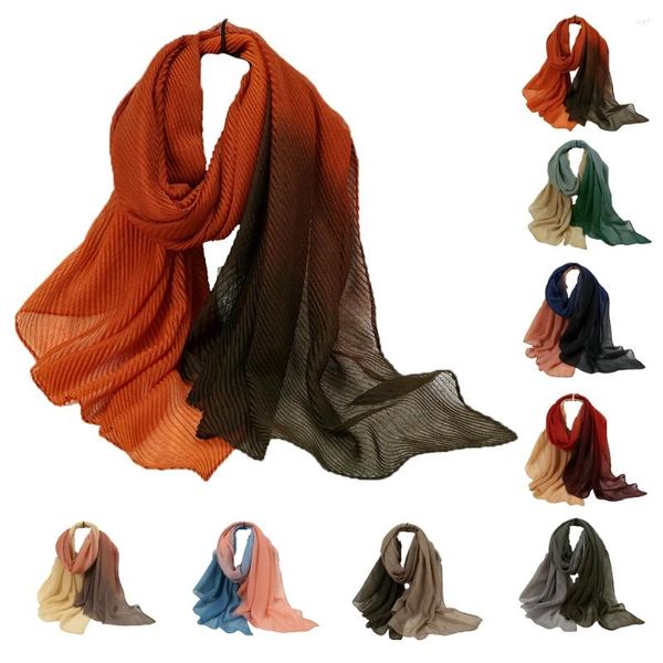 Lenços de algodão linho viscose hijab longo cachecol mulheres luxo ombre xales envoltório lenço muçulmano pareo praia bandana foulard turbante