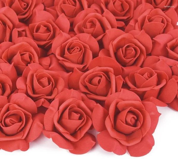 Flores decorativas 100pcs 3,34 polegadas rosas artificiais cabeças de flor stemless falso rosa para diy artesanato casamento chá de bebê bolo festa decoração de casa