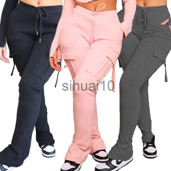 Женские брюки-капри Y2K, эластичные сексуальные узкие брюки-карандаш для женщин, леггинсы, женские брюки-карго с высокой талией, расклешенные снизу, J231211