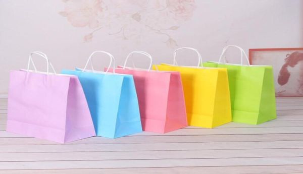 Sacchetti regalo assortiti di carta colorata al neon con manici Sacchetti regalo in carta Kraft Borsa per bomboniere per compleanni e matrimoni LX26028013777