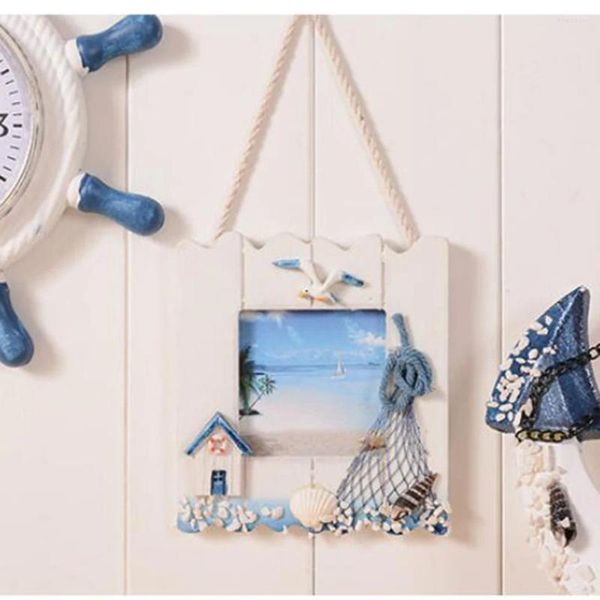 Travesseiro Moderno DIY Molduras De Madeira Romântico Mar Mediterrâneo Estilo Parede Pendurado Porta Imagem Acessórios de Decoração Para Casa Presentes