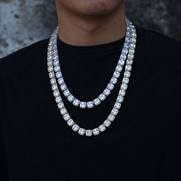 Catene per il corpo alla moda Gioielli hip-hop di alta qualità Collana con catena da tennis a grappolo di diamanti ghiacciati placcati in oro da 8 mm