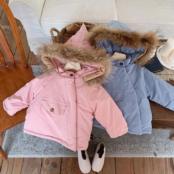 Piumino invernale caldo neonate maschietti in pelliccia con cappuccio zip foderato in pile piumini cappotti sportivi per bambini giacca a vento Parka capispalla 1-9 anni