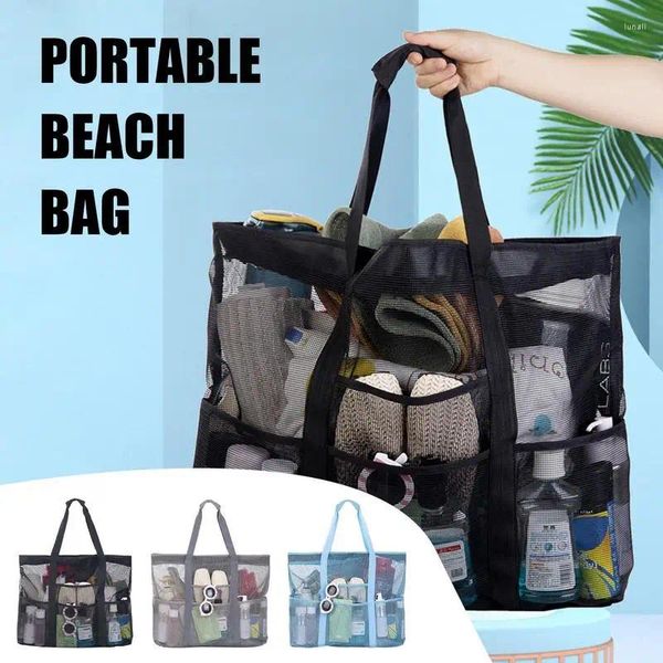 Borse da stoccaggio Mesh Borsa per doccia Organizzatore da bagno portatile 8 tasche tote tote forniture