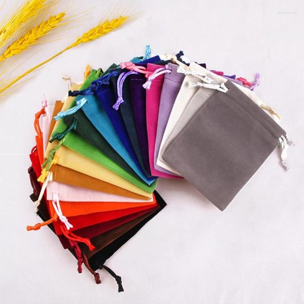 Bolsas de jóias 50pcs 12x15cm Saco de veludo cordão pequeno tamanho presente sacos de embalagem