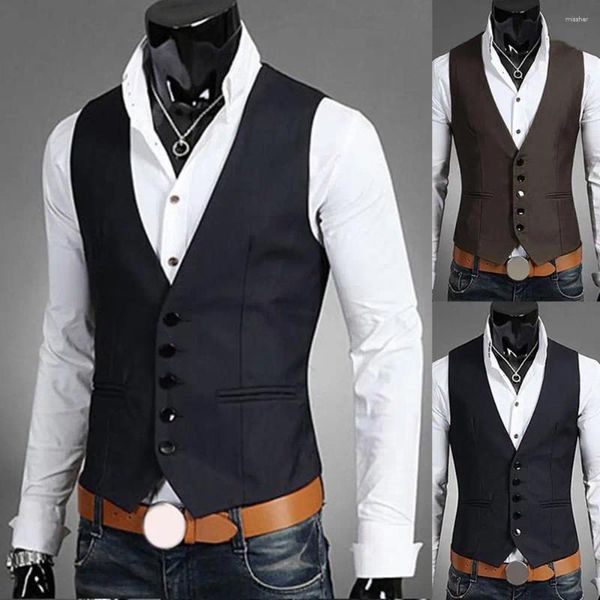 Herrenwesten Männer Anzugweste Ärmellos Casual Business Blazer Elegante Hochzeit Trauzeugen Kostüm Weste Jacke Formal