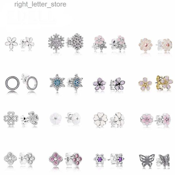 Stud 2019 Novo Padrão S925 Sterling Silver Genuine Alta Qualidade Original Floco de Neve Espumante Gemstone Moda Charme Brincos YQ231211