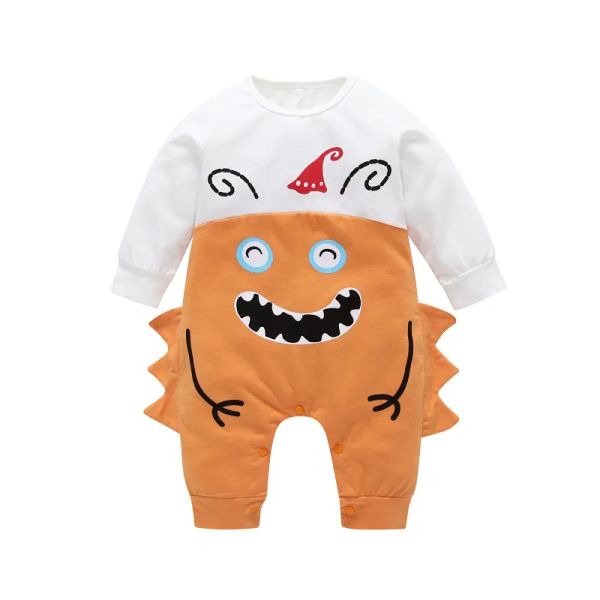 Halloween Neonato Pagliaccetti Infantile Cartoon Splicing Tuta Bambini Tutina a maniche lunghe Neonati maschi Festival Abiti a tema BJ