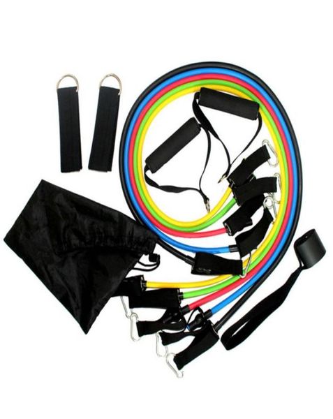 11pcsset Banda de resistência de fitness Expansores de tubos de látex Tubos de exercício Força prática Crossfit Fitness Muscle Relex Apparatus1957402