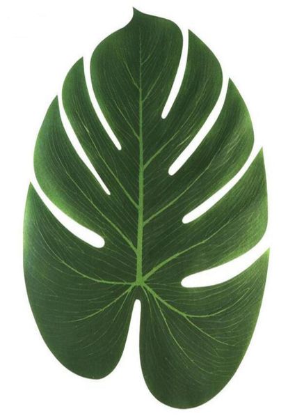 35x29 cm foglie di palma tropicale artificiale per le Hawaii Luau Decorazioni per feste di spiaggia Accessori per la decorazione della tavola per matrimoni G6956871626