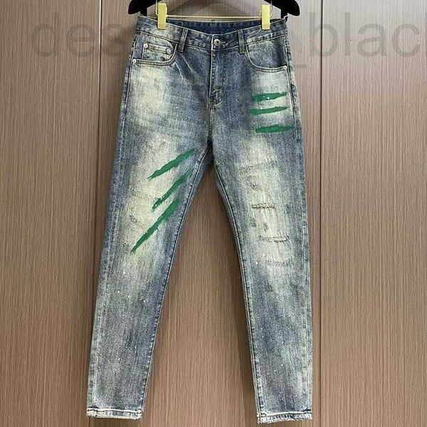 Мужские джинсы дизайнерские джинсы Новый продукт классический спрей нарисованные мужские расстроенные джинсы, высококачественные джинсовые брюки для роскошных клиентов FQKJ