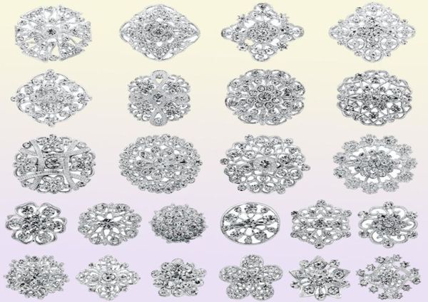 24 piezas Set broche de flores para joyería de mujer broches de diamantes de imitación lote de accesorios de ramo para mujer bolso ropa sombreros bufandas 202860150